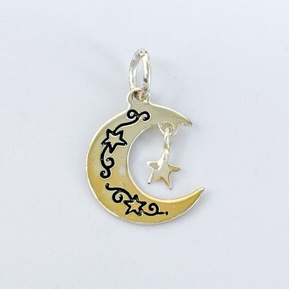 Vintage Sterling Silver 925 Gold-Tone "I Love You To The Moon And Back" Pendant - Picture 2 of 7